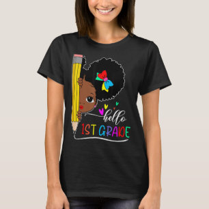 Hello 1st Grade Black Girl Back To School Teacher T-Shirt