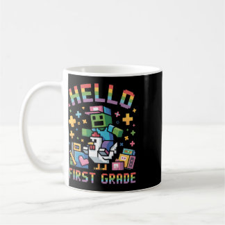 Hello 1st Grade Ck To School Chicken Zombie Pixel  Coffee Mug
