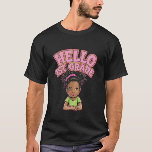 Hello 1st Grade Colourful School Design T-Shirt (Front)