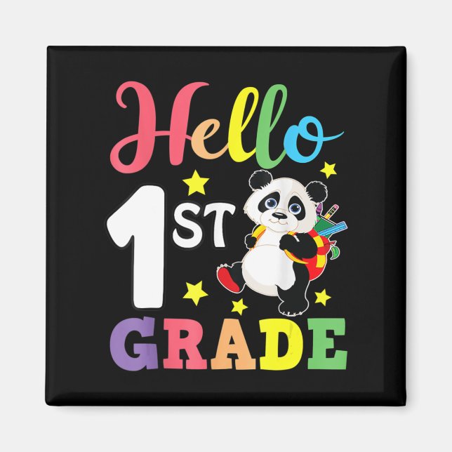 Hello 1st Grade Cute Panda Back To School Student  Magnet (Front)