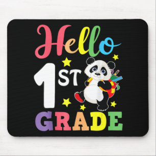 Hello 1st Grade Cute Panda Back To School Student  Mouse Pad
