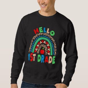 Hello 1st Grade First Day Of School Leopard Boys Sweatshirt