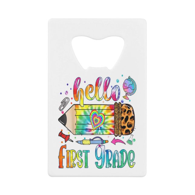 Hello 1st Grade Leopard Pencil Tie Dye Funny Back  (Front)