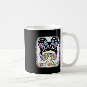 Hello 1st Grade Messy Hair Bun Girl Back To School Coffee Mug