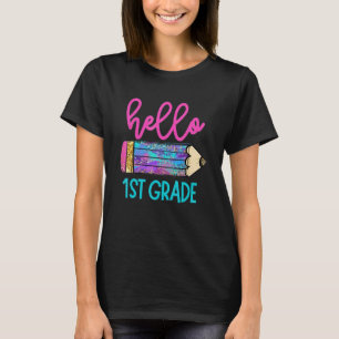 Hello 1st Grade Pencil Kids Back To School Tie Dye T-Shirt