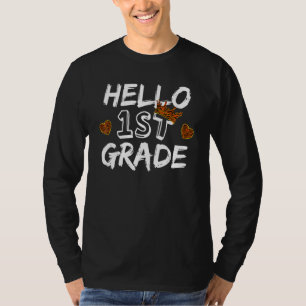 Hello 1st Grade Tiger Print First Grade Teacher K T-Shirt