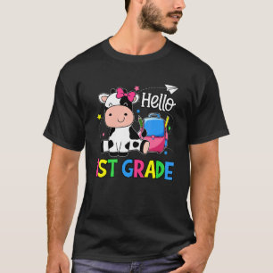 Hello 1st Grade Welcome Back To School Baby Cow Co T-Shirt