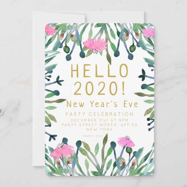 Hello 2020 New Year's Eve Invitation (Front)