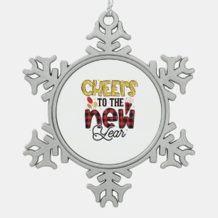 Hello 2022 Cheers To The New Year Snowflake Pewter Christmas Ornament