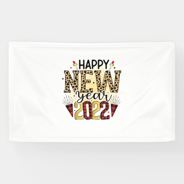 Hello 2022 Happy New Year 2022 Leopard Banner (Horizontal)