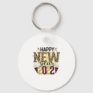 Hello 2022 Happy New Year 2022 Leopard Key Ring