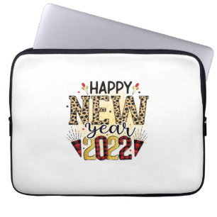 Hello 2022 Happy New Year 2022 Leopard Laptop Sleeve