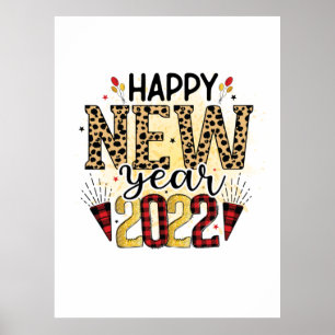 Hello 2022 Happy New Year 2022 Leopard Poster