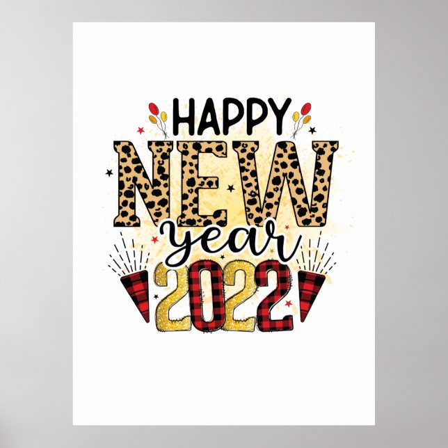 Hello 2022 Happy New Year 2022 Leopard Poster (Front)