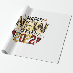 Hello 2022 Happy New Year 2022 Leopard Wrapping Paper