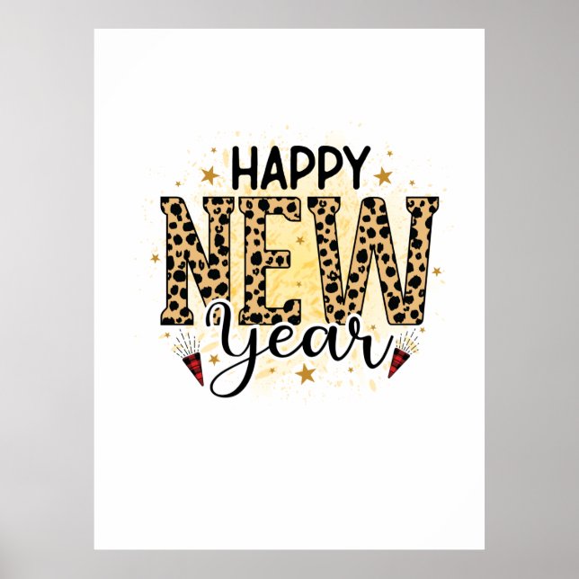 Hello 2022 Happy New Year Leopard Poster (Front)