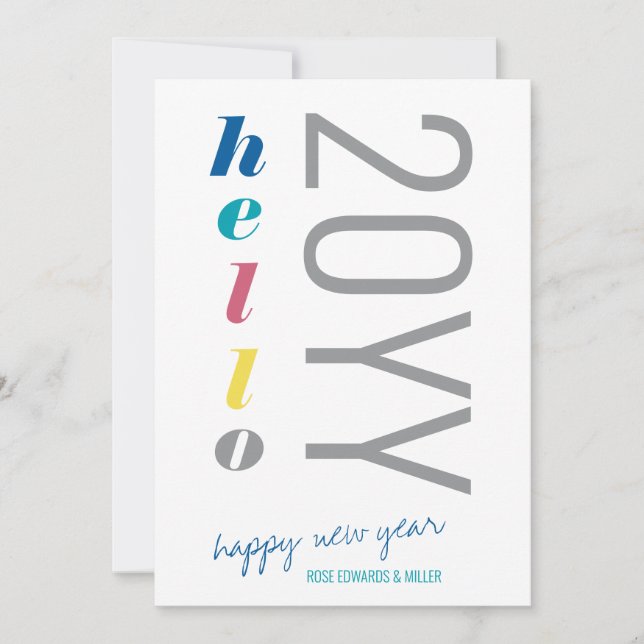 Hello 2024 Colourful Headline Typography New Year Holiday Card (Front)