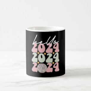 Hello 2024 Groovy Happy New Year Christmas Coffee Mug