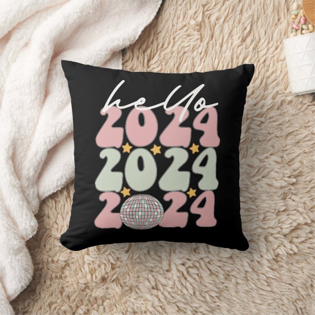 Hello 2024 Groovy Happy New Year Christmas Cushion (Blanket)