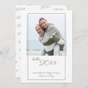 Hello 2024 Minimalist Offset Framed Photo New Year Holiday Card