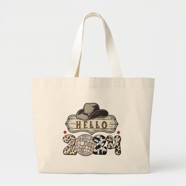 Hello 2024 Western Large Tote Bag (Front)