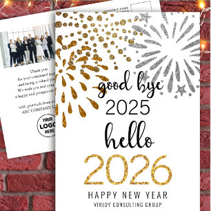 Hello 2025 Business Festive Fireworks New Year Holiday Postcard