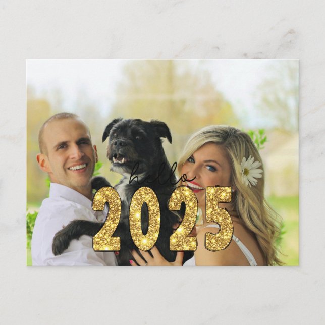 Hello 2025 Custom Photo Holiday Postcard (Front)