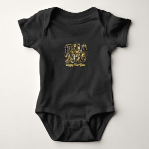 Hello 2025 Happy New Year Celebration Baby Bodysuit