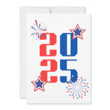 HELLO 2025 Red and blue Holiday card