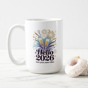 Hello 2026 Celebration– New Year Sparkle Design Coffee Mug
