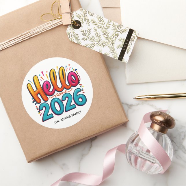 Hello 2026 Colourful sticker  (Gifting)