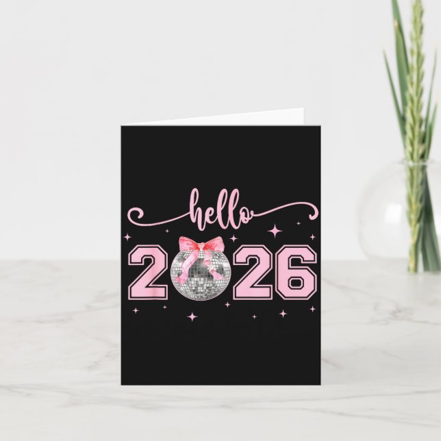 Hello 2026 Cute Nk Bow 2026 New Year's Eve Party  Card (Front)