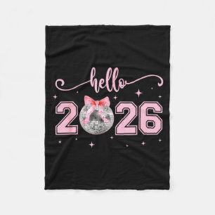 Hello 2026 Cute Nk Bow 2026 New Year's Eve Party Fleece Blanket