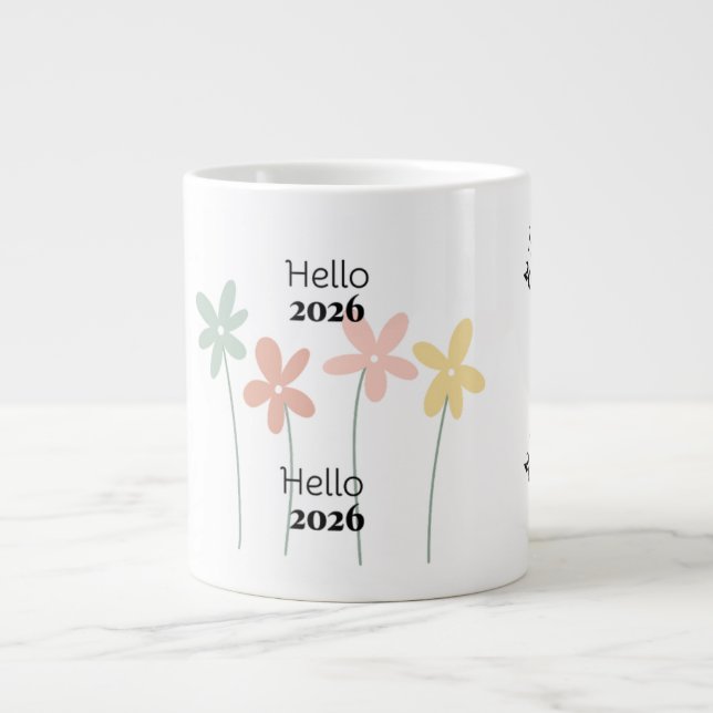 Hello 2026 Floral New Year Coffee Mug (Front)