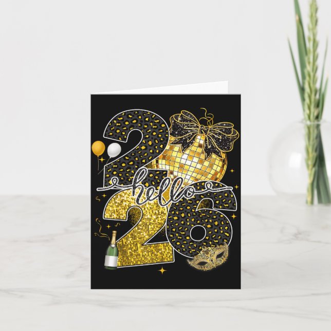 Hello 2026 Happy New Year Disco Ball Nye Countdown Card (Front)