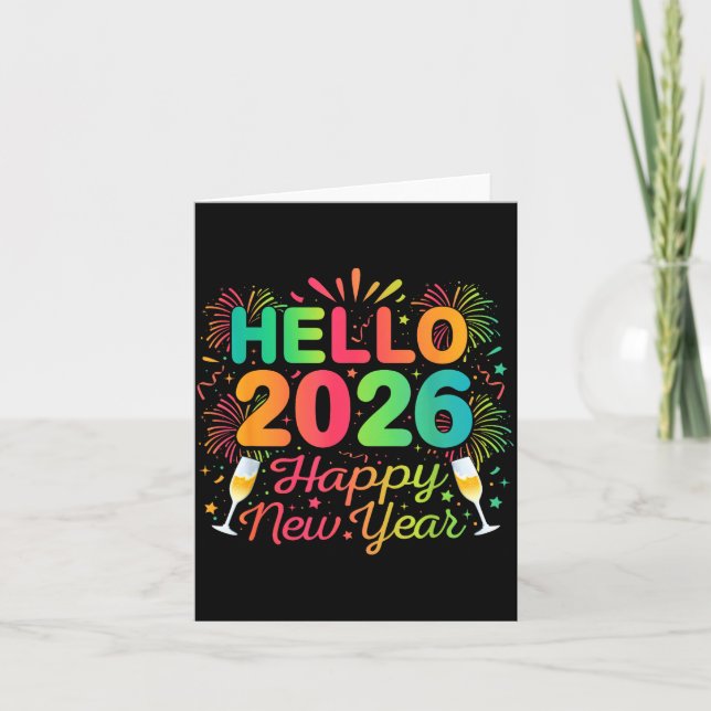 Hello 2026 Happy New Year Eve Party Countdown Fire Card (Front)