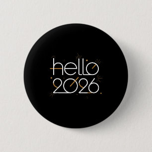Hello 2026 Happy New Year Fireworks Celebration  6 Cm Round Badge