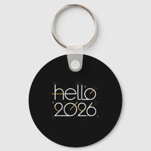 Hello 2026 Happy New Year Fireworks Celebration Key Ring
