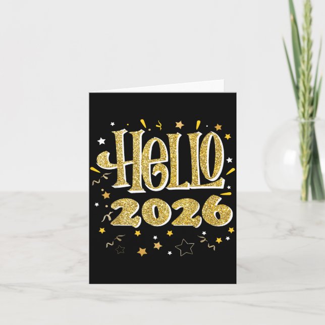 Hello 2026 Happy New Year Pajama Funny Family Matc Card (Front)