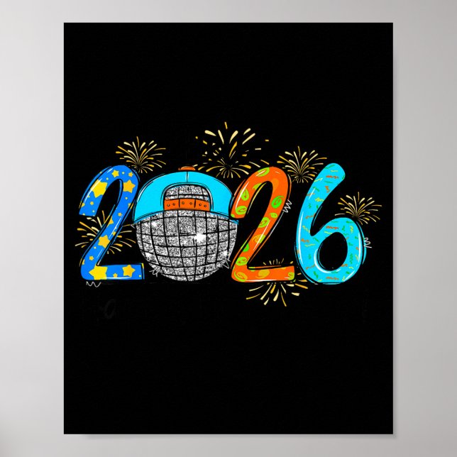 Hello 2026 Happy New Year Party Boys Kids Toddlers Poster (Front)