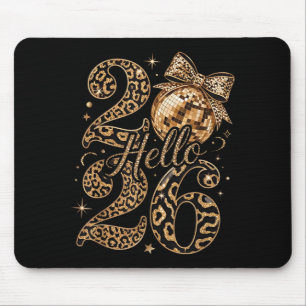 Hello 2026 Leopard Coquette Disco Ball Happy New Y Mouse Pad
