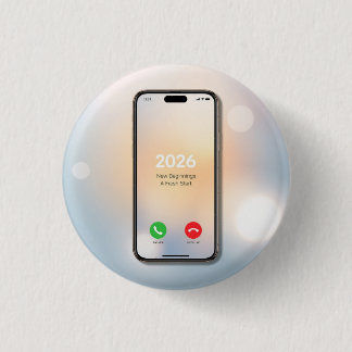 "Hello 2026 – New Beginnings 🌟" 3 Cm Round Badge