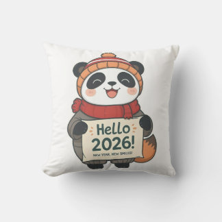 Hello 2026 Panda Tee Cushion