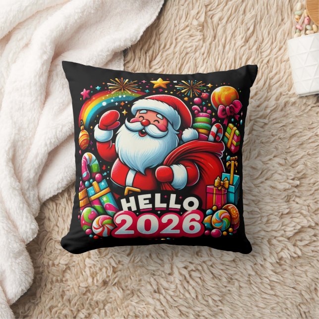 Hello 2026 Santa Claus Christmas Custom New Year  Cushion (Blanket)
