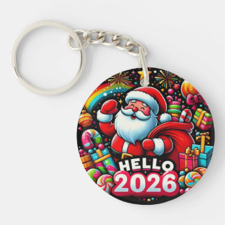 Hello 2026 Santa Claus Christmas Custom New Year  Key Ring