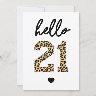 Hello 21 Cute 21st birthday cheetah print