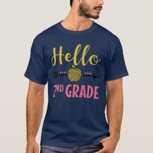 Hello 2Nd Grade Back To School Leopard Second Grad T-Shirt