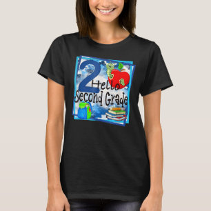 Hello 2nd Grade Backpack Pencil Teacher Back To Sc T-Shirt