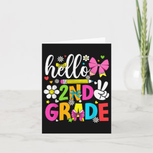 Hello 2nd Grade Coquette Bow Pencil Back To School Card