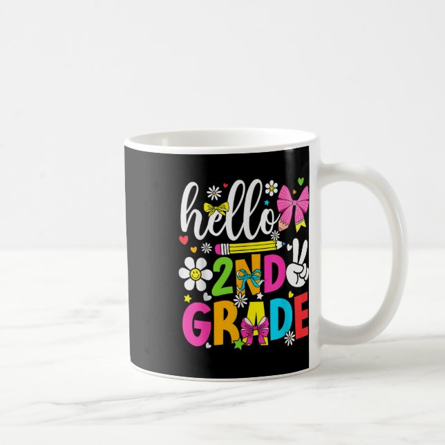 Hello 2nd Grade Coquette Bow Pencil Back To School Coffee Mug (Right)